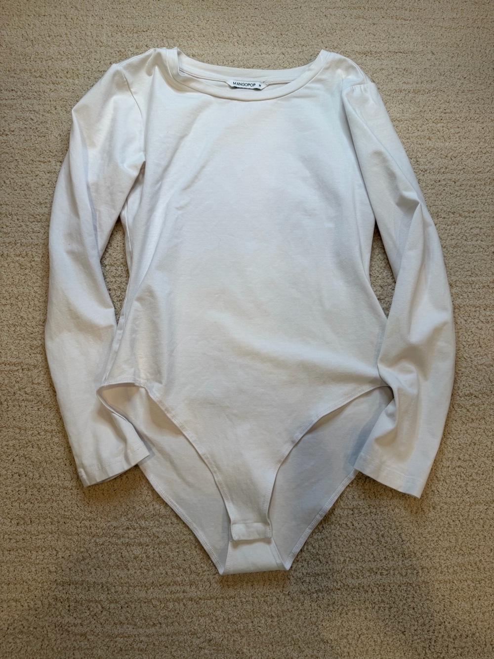 Mango White Long-Sleeve Bodysuit